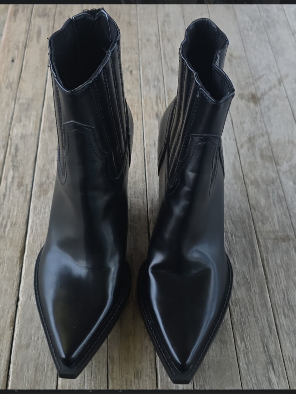 Zara Black Pointed Western Ankle Booties - Picture 2 of 2